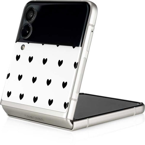 White and Black Hearts Galaxy Z Flip3 5G Skin